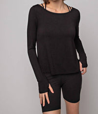 Rae Mode - Long Sleeve Boat Neckline Yoga Top