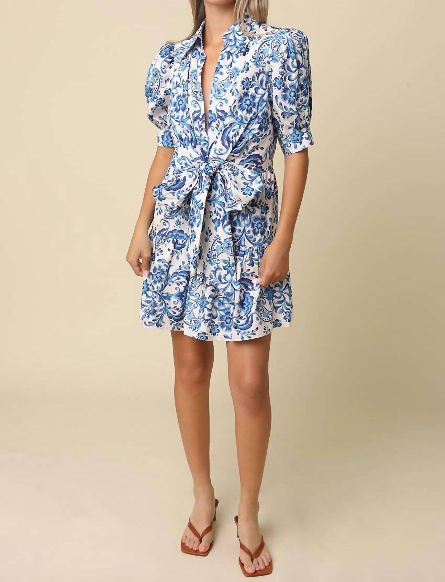 Olivaceous - Hunter Tie Front Mini Dress