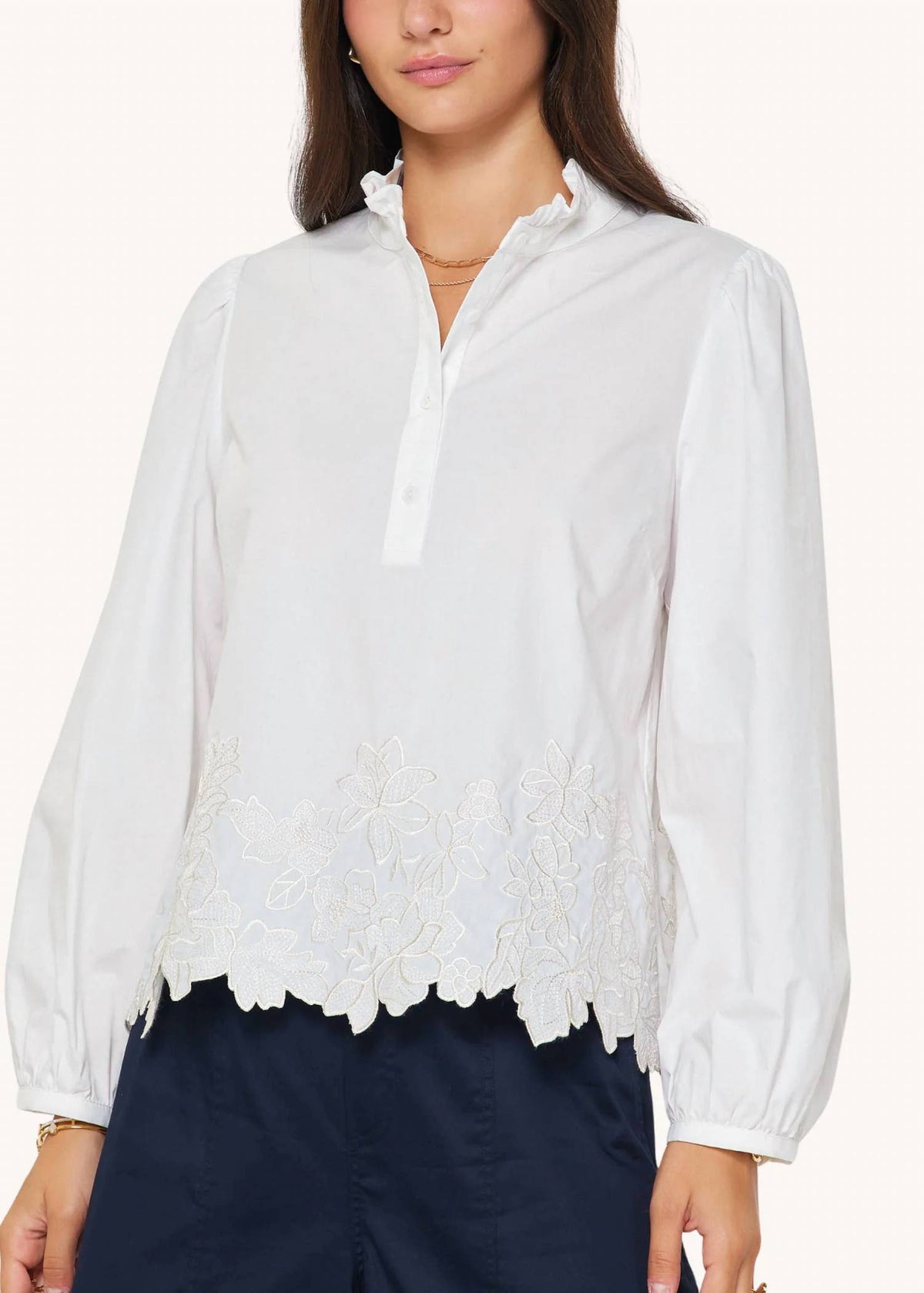 Current Air - Embroidered Border Blouse
