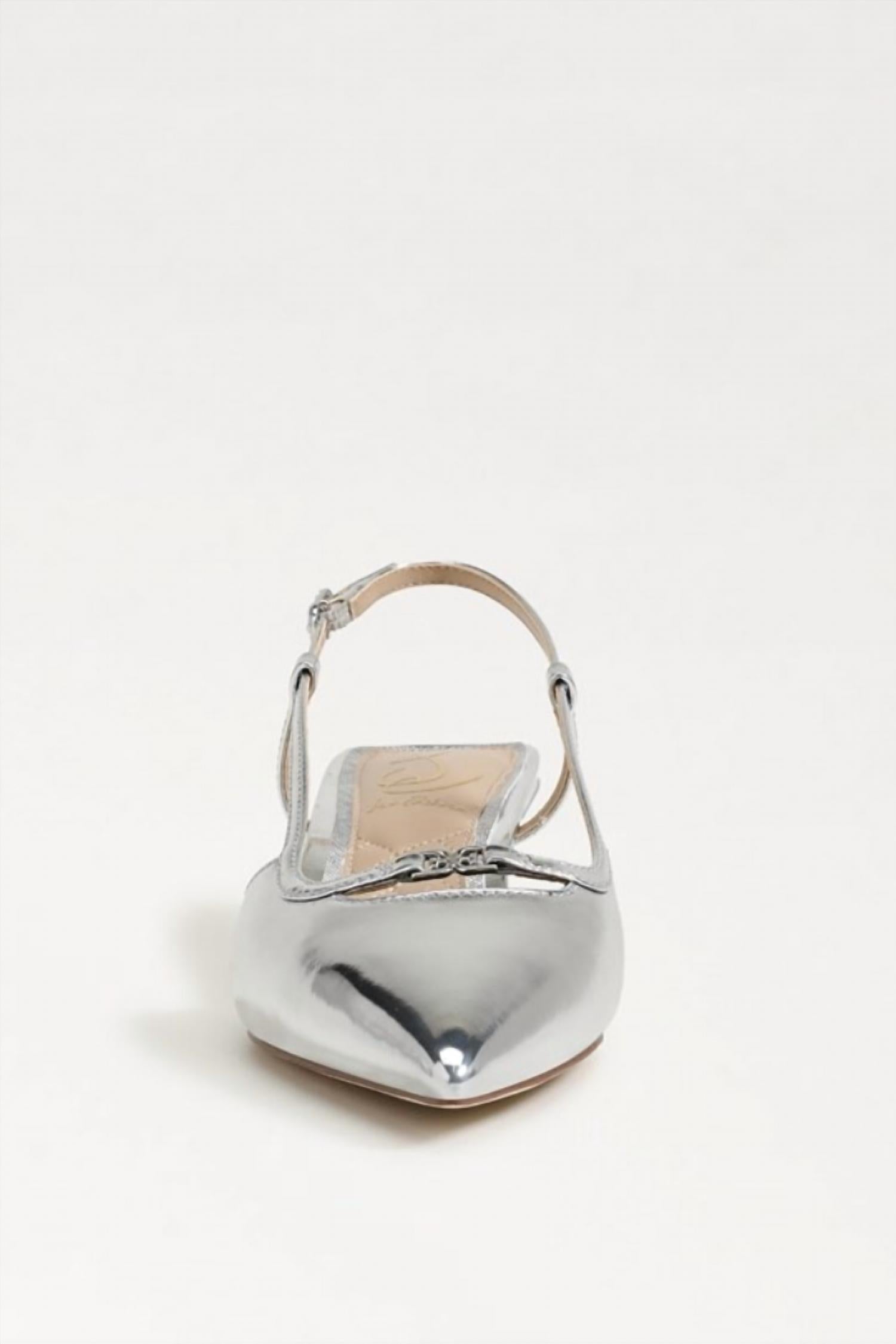 Sam Edelman Women's Toni Slingback Kitten Heel in soft silver metallic - women's heels - detail view