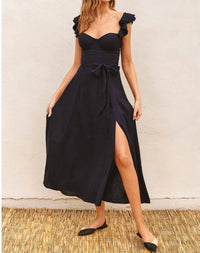 Dress Forum - Linen Corset Flutter Midi Dress