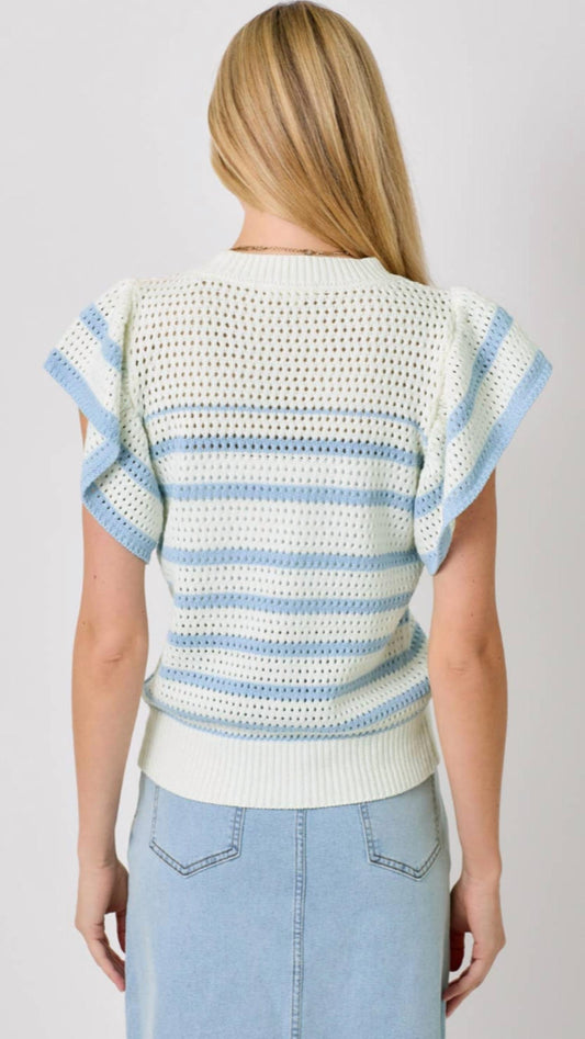 Mystree - Flutter Sleeve Crochet Top