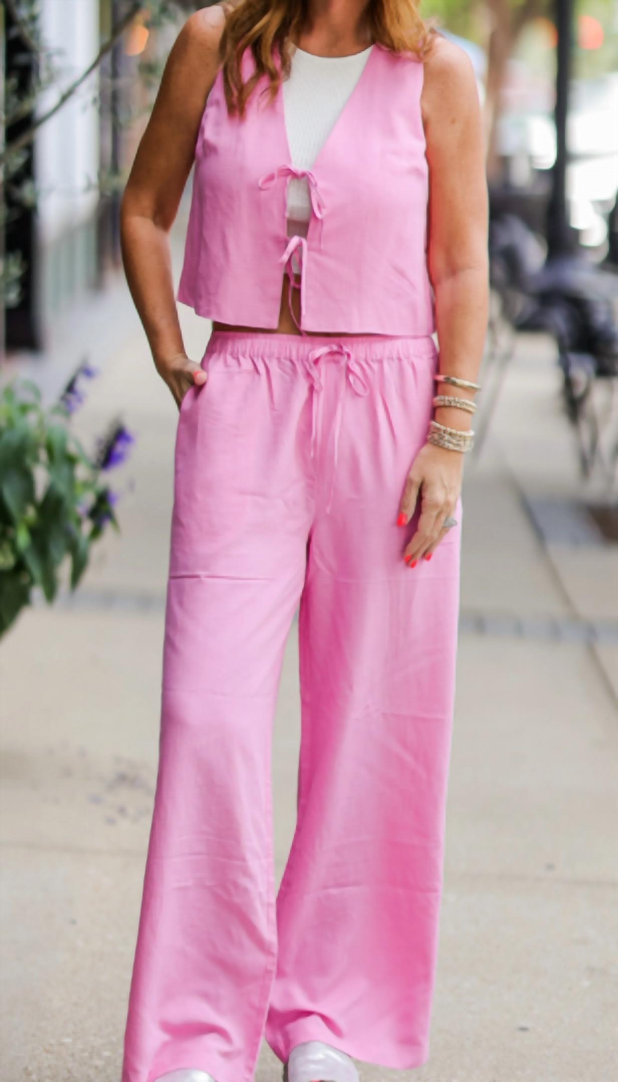MINKPINK Melody Set in pink - women's sleepwear - detail view