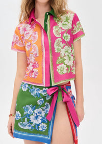 Farm Rio - Floral Elegance Mixed Scarves Shirt