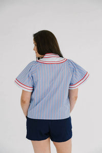 Thml - Women's Americana Wide Sleeve Striped Pattern Top