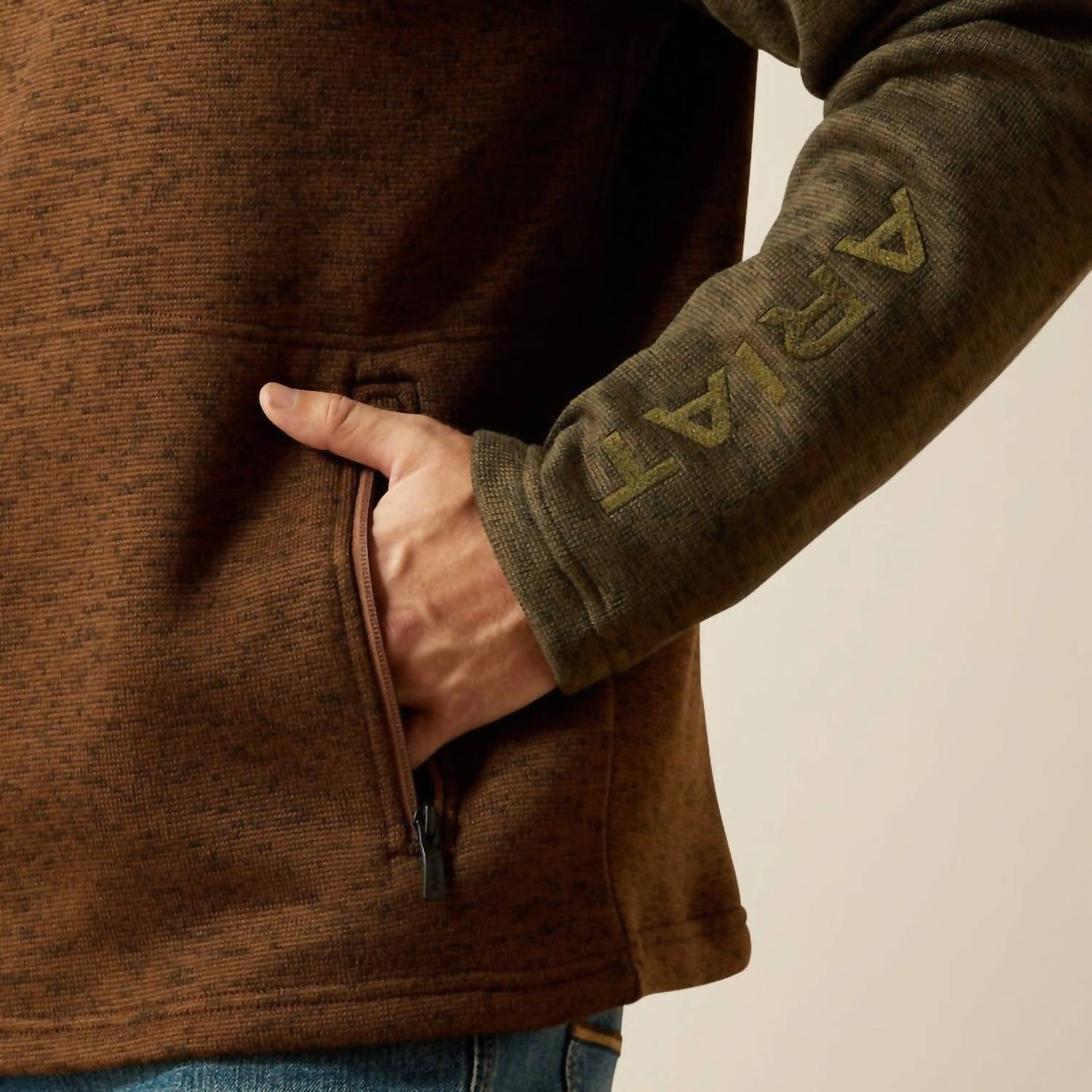 ARIAT Caldwell Quarter Zip Sweater in carafe earth green - men's sweater - view 5