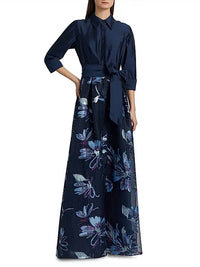 Teri Jon - Taffeta Accordion Pleat Gown