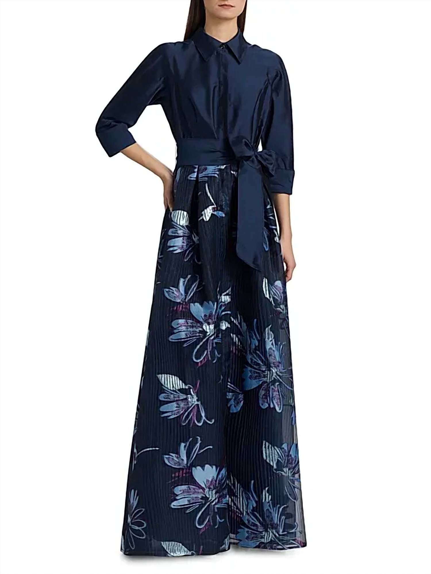 Teri Jon - Taffeta Accordion Pleat Gown