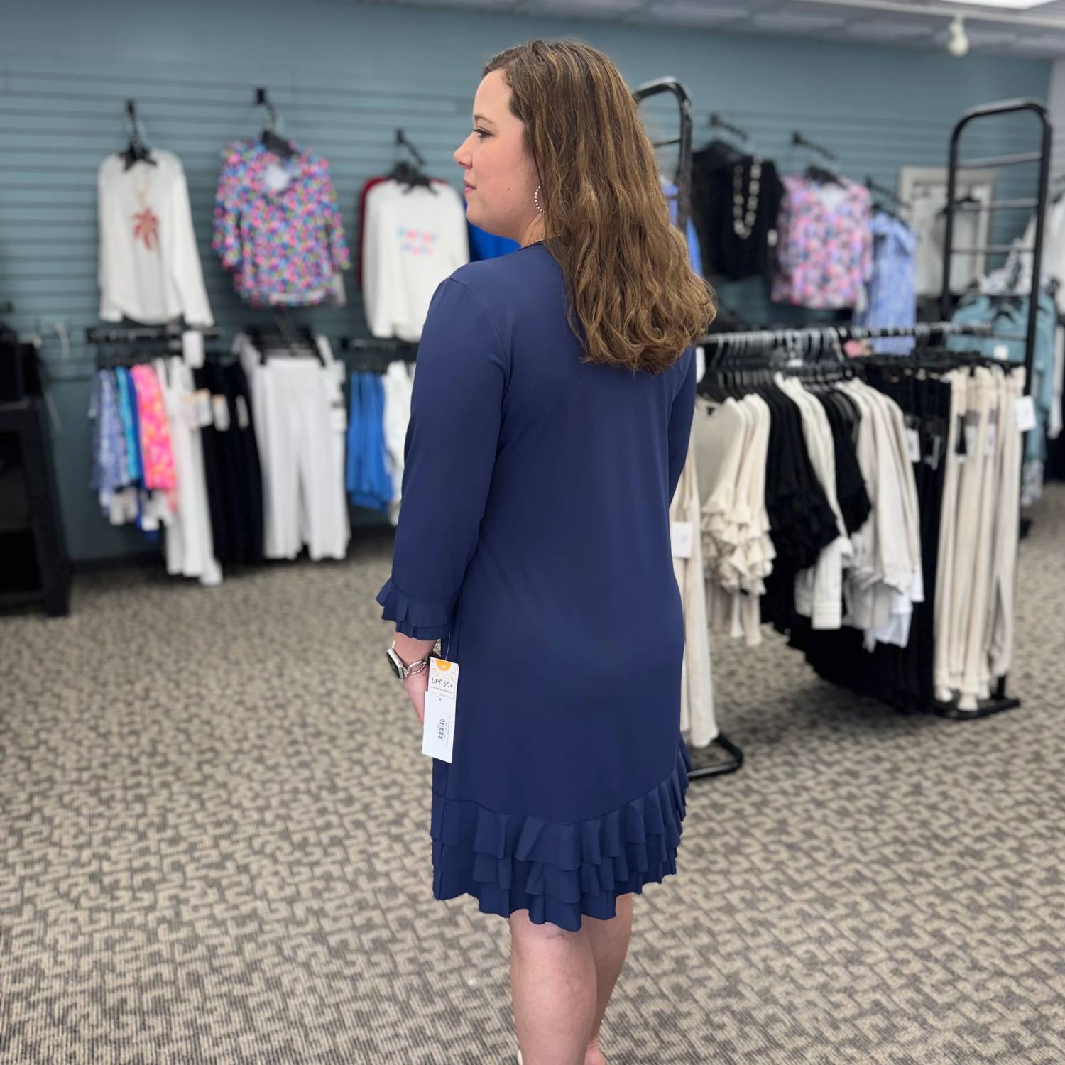 Lulu-B - 3/4 Sleeve Ruffle Trim Dress - Plus