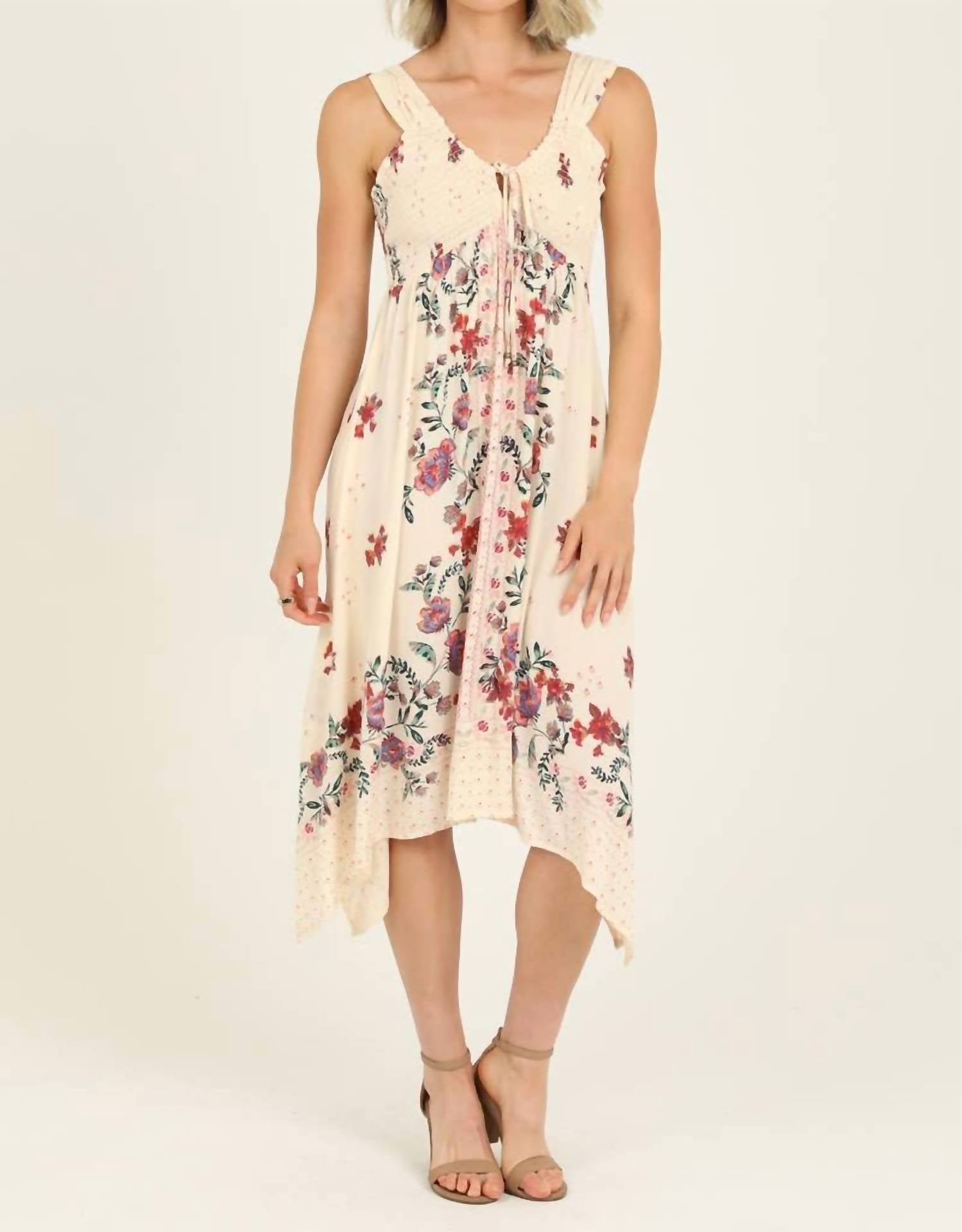 ANGIE Sleeveless Printed Midi Dress in ivory - women's dress