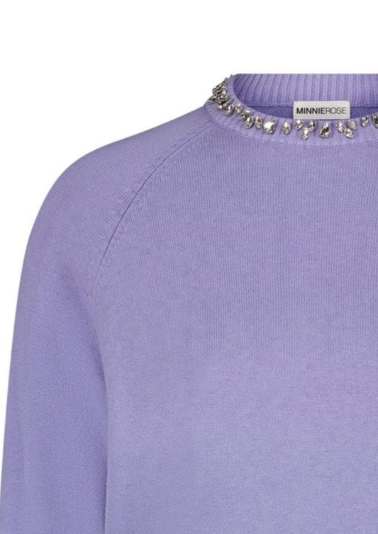 Minnie Rose - Women's Cotton Cashmere Jewel Neck Sweater