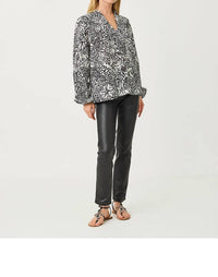 Lilly Pulitzer Lourdes Long Sleeve Top in onyx lots to spot - women's blouse - view 4