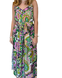 Joy Joy Spaghetti Strap Maxi Dress in jungle paisley - women's dress - detail view