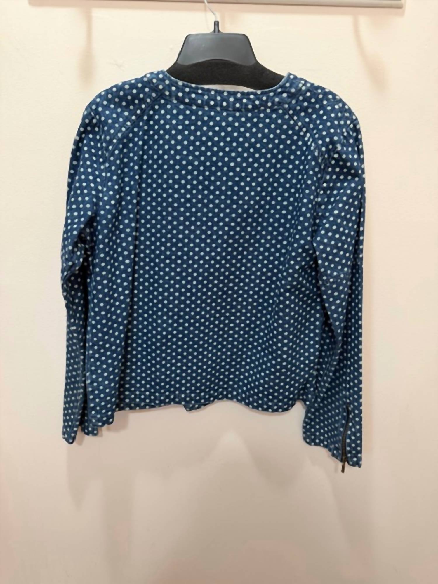 Keren Hart Women's Polka Dot Jacket in denim and white - women's long sleeve top - detail view