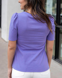 Grace And Lace - Cotton Puff Sleeve V-neck Top