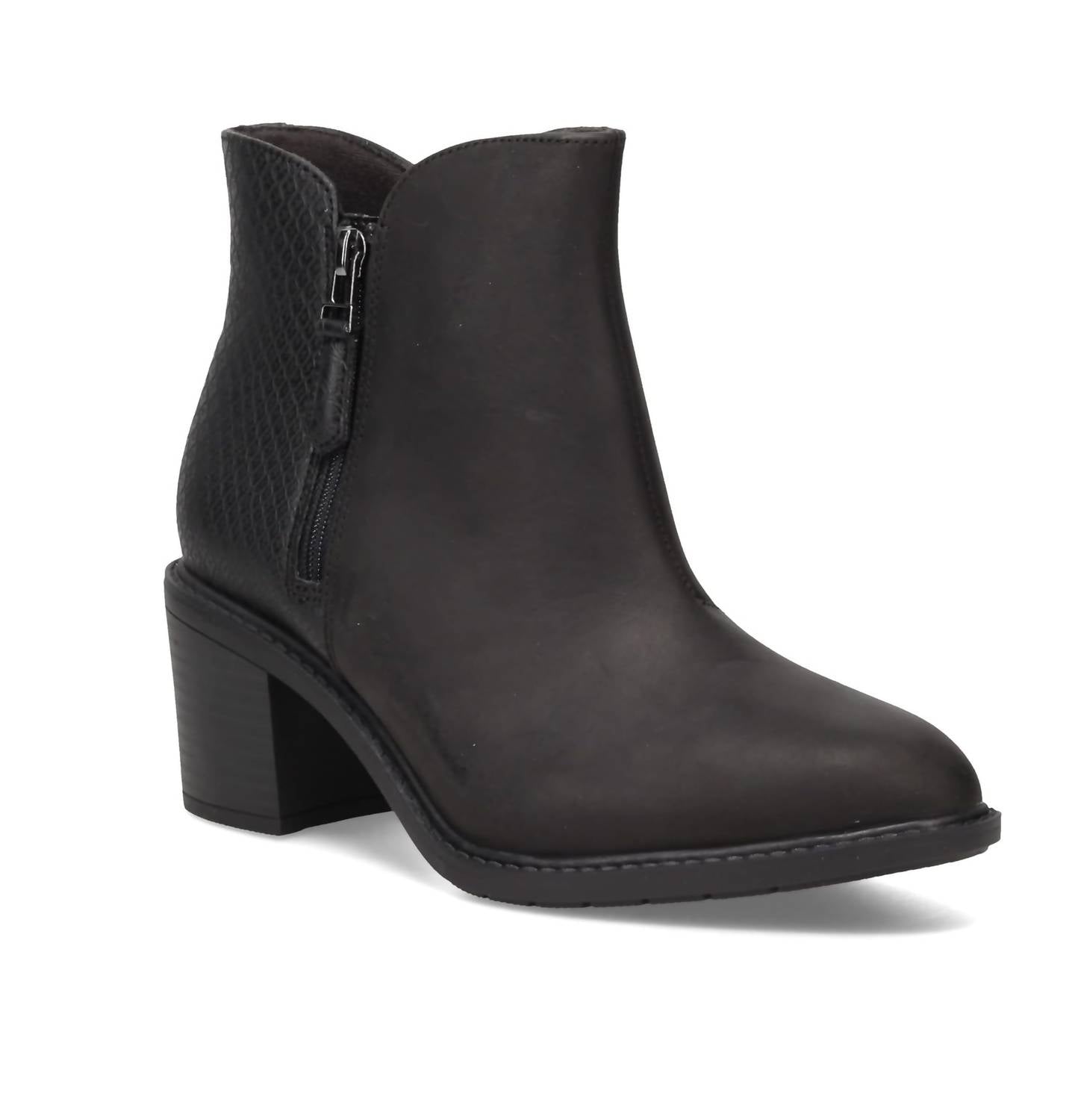 Clarks Women's Scene Zip Ankle Boot in black combi - women's shoe - detail view