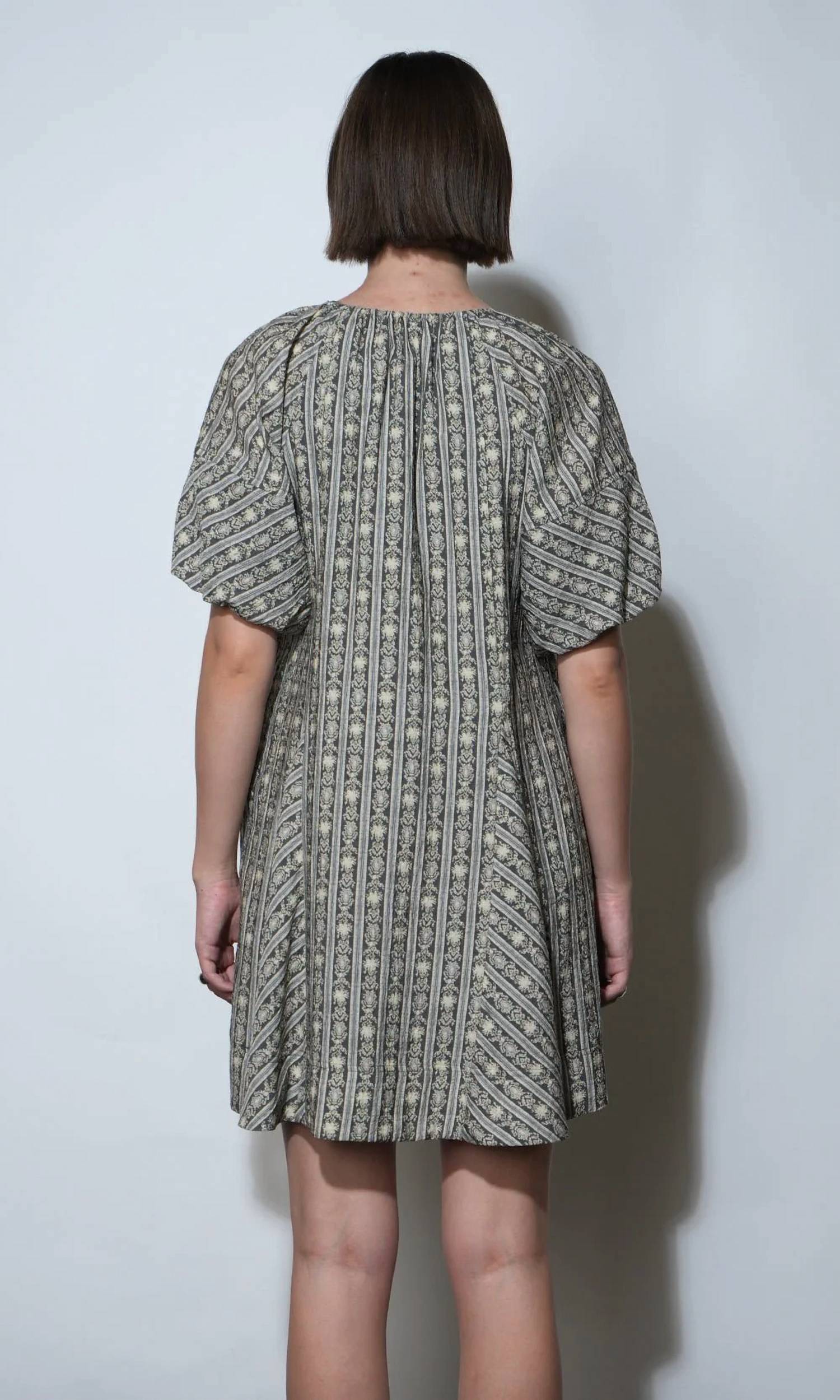Greylin - Elena Stripe Bubble Sleeve Mini Dress