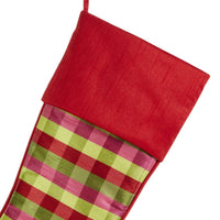 Raz Imports - Bright Plaid Christmas Stocking