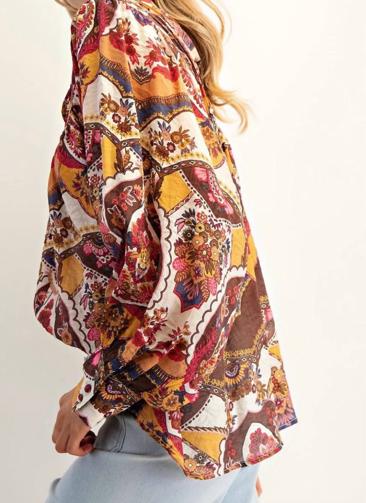 ee:some Ruby & Amber Print Top in multicolor - women's blouse - alternate view