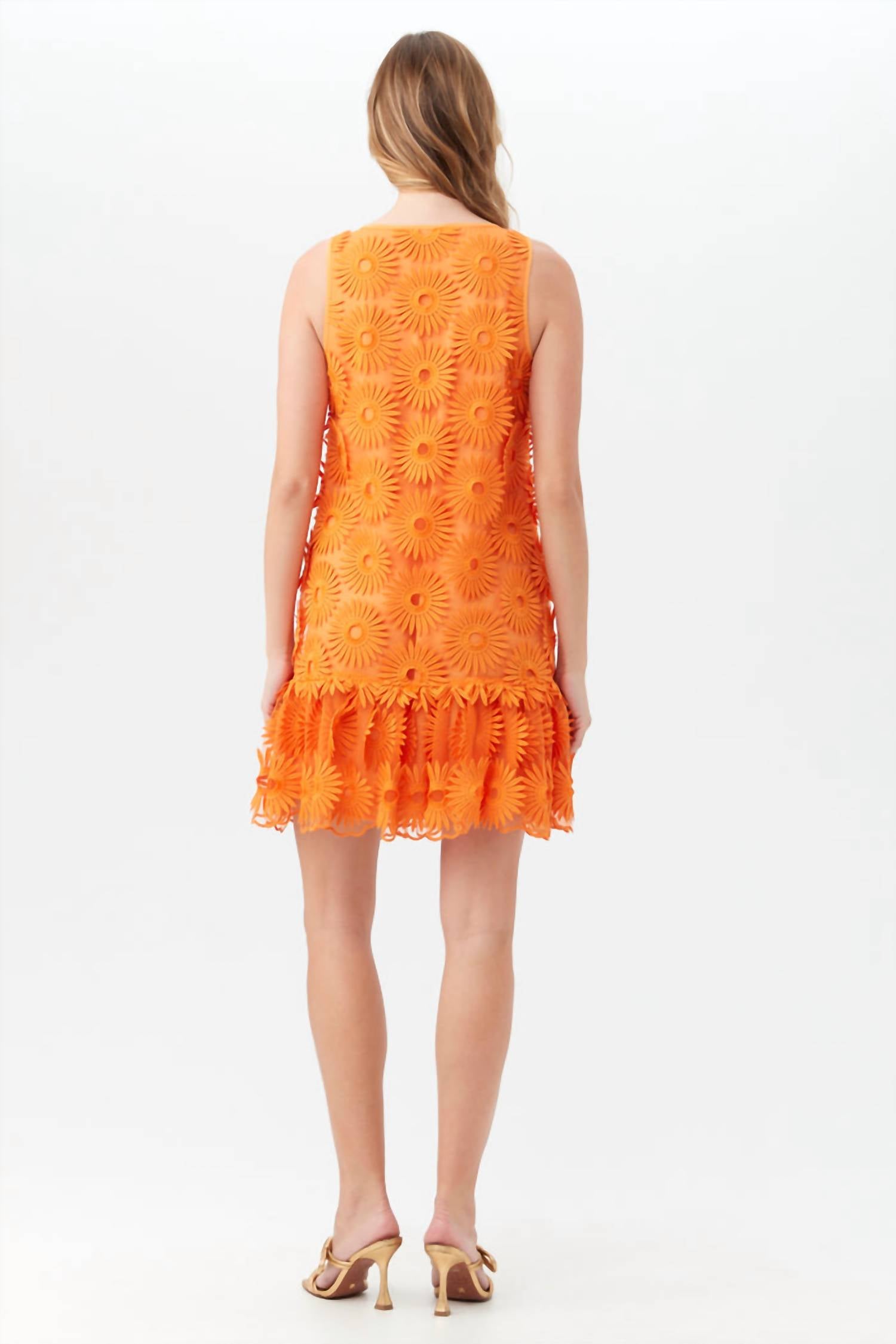 Trina Turk Anzu Sleeveless Dress in orange - women's dress - detail view