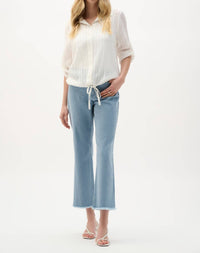 Joseph Ribkoff - Cotton Denim Stripe Print Straight Jeans