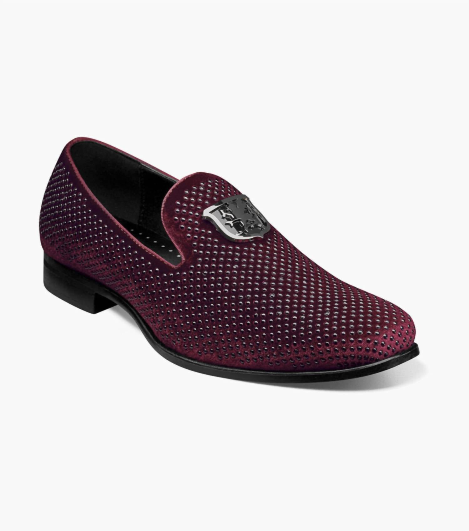 STACY ADAMS Men's Swagger Studded Slip Ons in burgundy - men's loafer