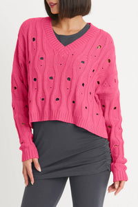 Planet By Lauren G. - Pima Cotton Moth Vneck Sweater