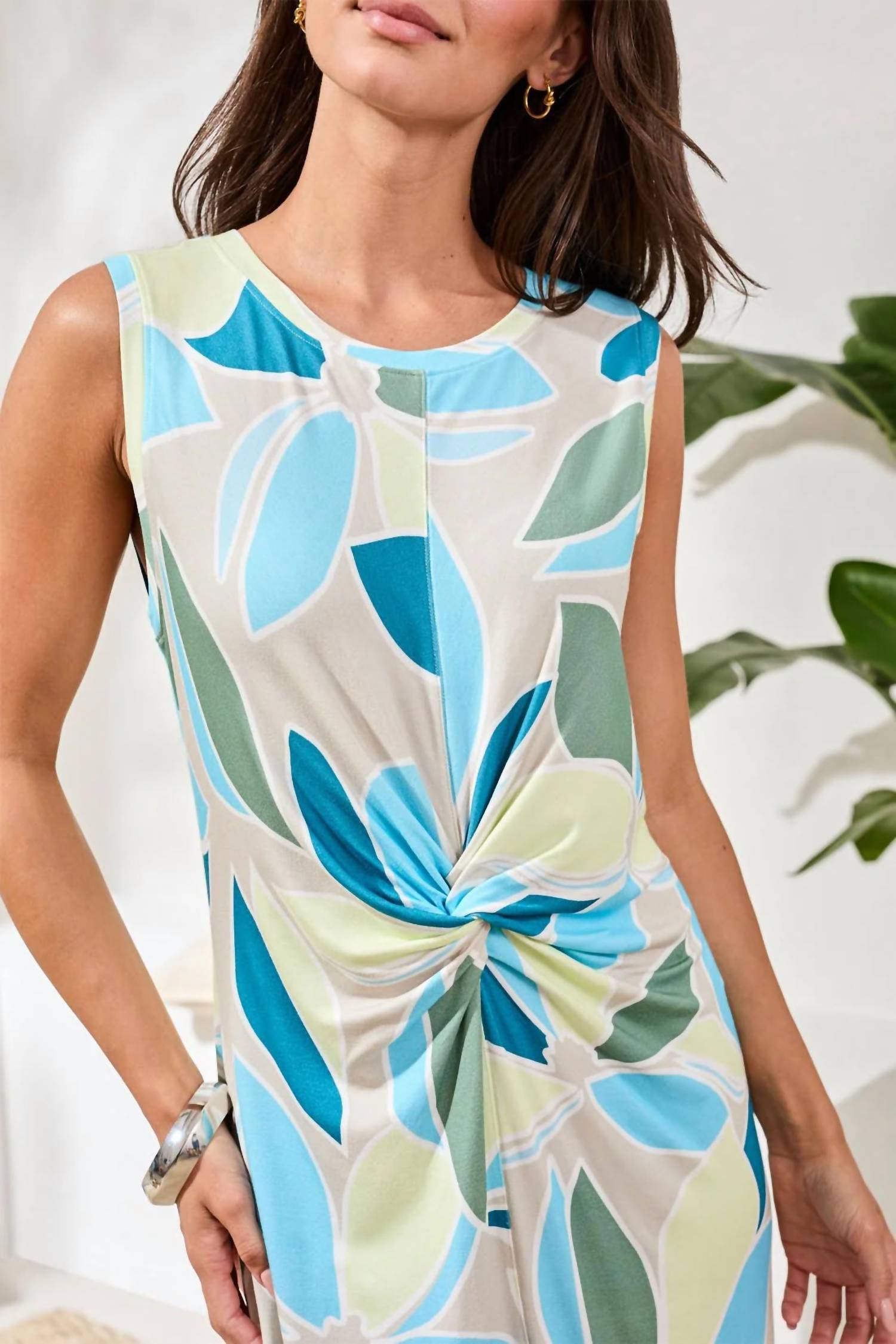 Tribal - Printed Sleeveless Jersey Dress
