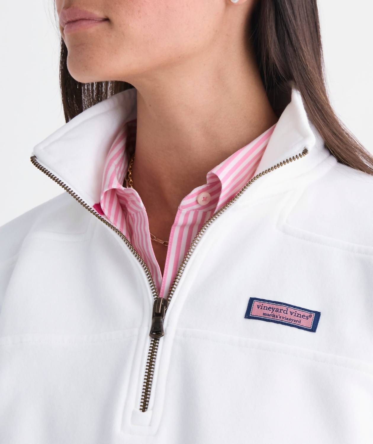 vineyard vines Kentucky Derby Surf Terry Shep Shirt in white - women's long sleeve top - view 4