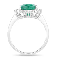 Diana M Jewels Women's Pear Natural Zambian Emerald Fashion Ring (3.33 Ct) - Signature Plus in 14k white gold - women's jewelry - detail view