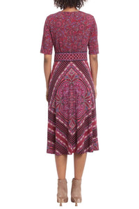 London Times - Short Sleeve Midi Dress