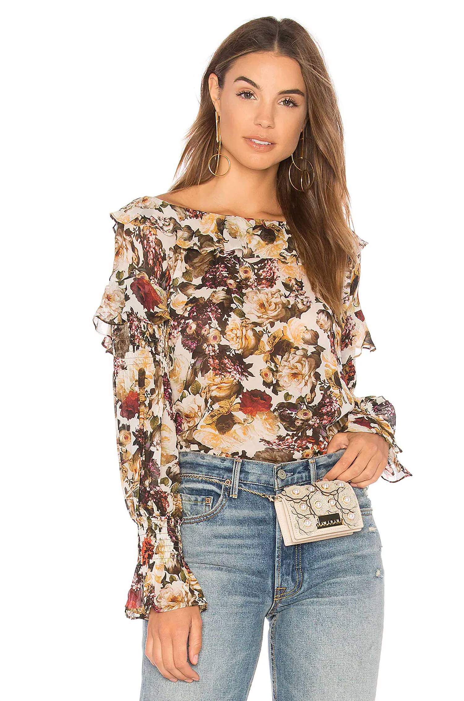 Bailey 44 - Long Sleeve Off Shoulder Floral Top