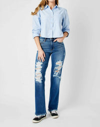 Judy Blue - Mid Rise Distressed Dad Jeans