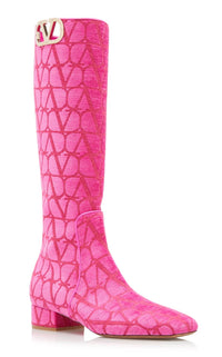 Valentino Garavani - Women's Toile Iconographe Vlogo Knee Hi Boots