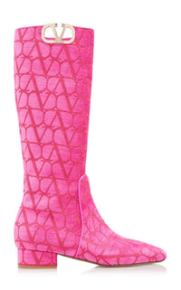 Valentino Garavani - Women's Toile Iconographe Vlogo Knee Hi Boots