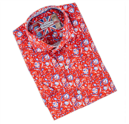 7 Downie St. - Short Sleeve Shirt Orange Print