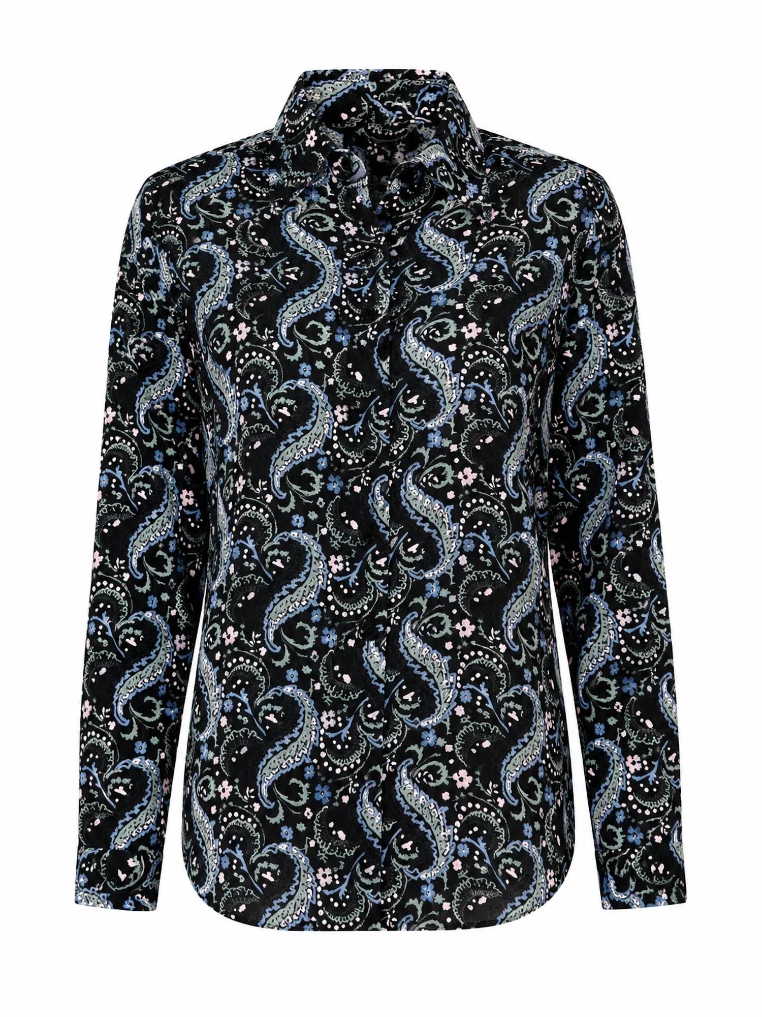 Papillon - Women's Floral Paisley Collared Button Front Blouse