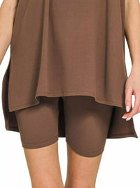 Zenana - Oversized Tee And Biker Shorts Set