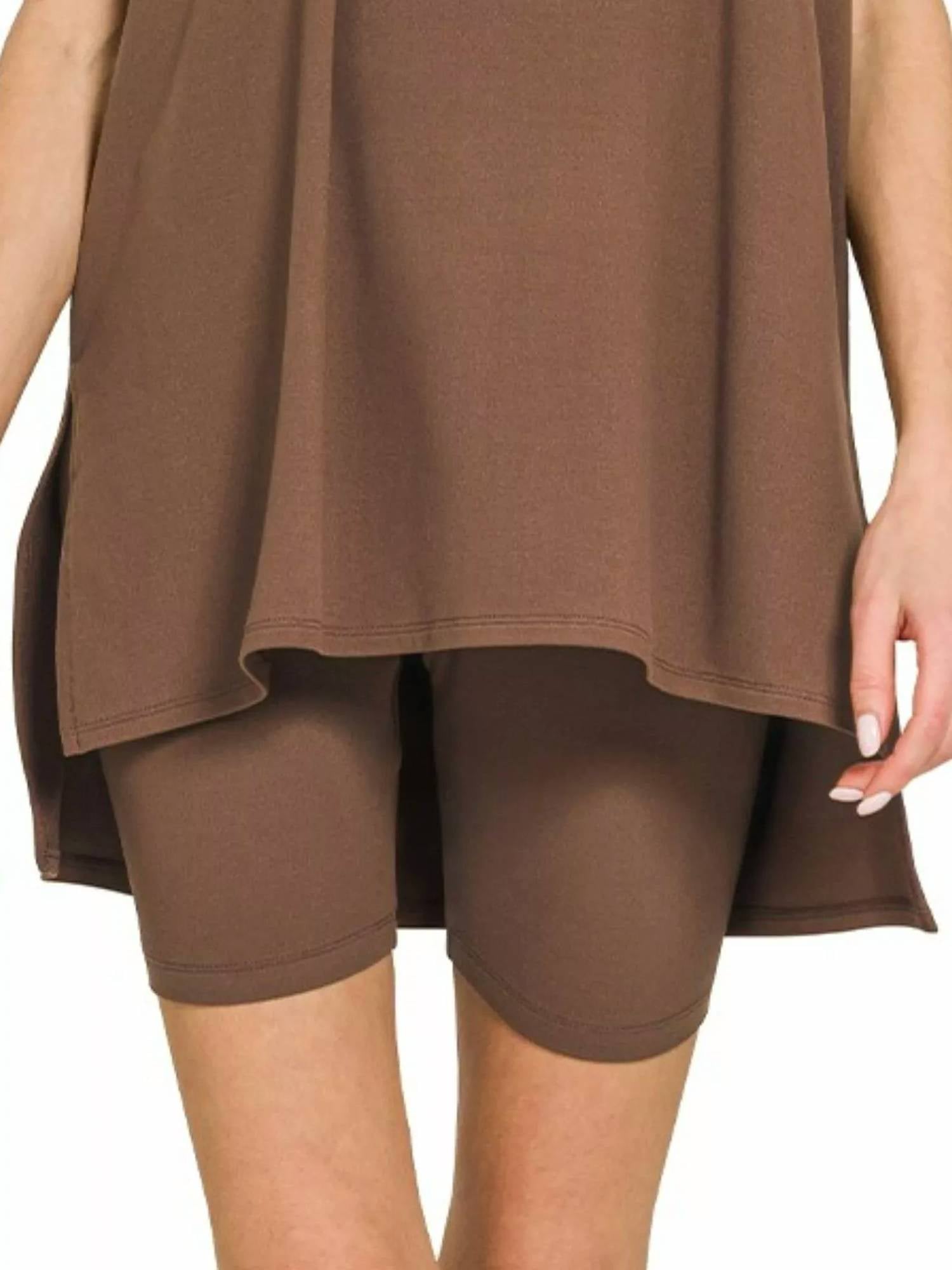 Zenana - Oversized Tee And Biker Shorts Set