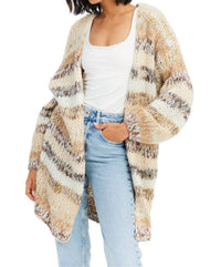 ALLISON NEW YORK Jodie Chunky Open Front Cardigan in multi ivory - women's cardigan - detail view