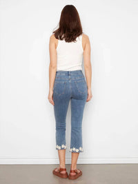 Charlie B - Cropped Flare Jeans With Floral Hem