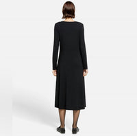 Vince Long Sleeve Scoopneck Midi Dress in black - women's dress - detail view