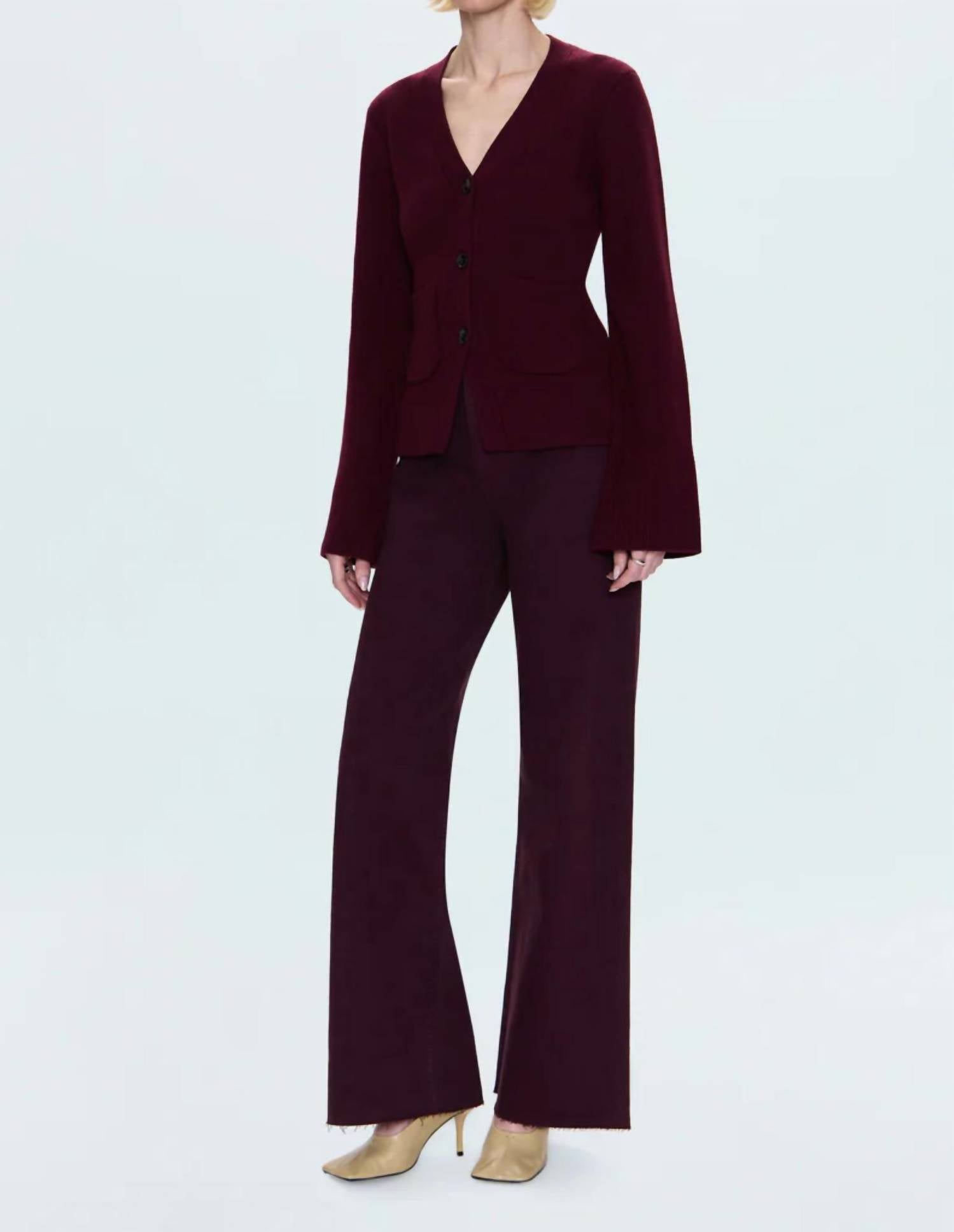 PISTOLA Penny High Rise Wide Leg Jeans in claret 4 - women's jeans - alternate view