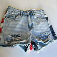 Topshop - Moto American Flag High Rise Mom Denim Shorts