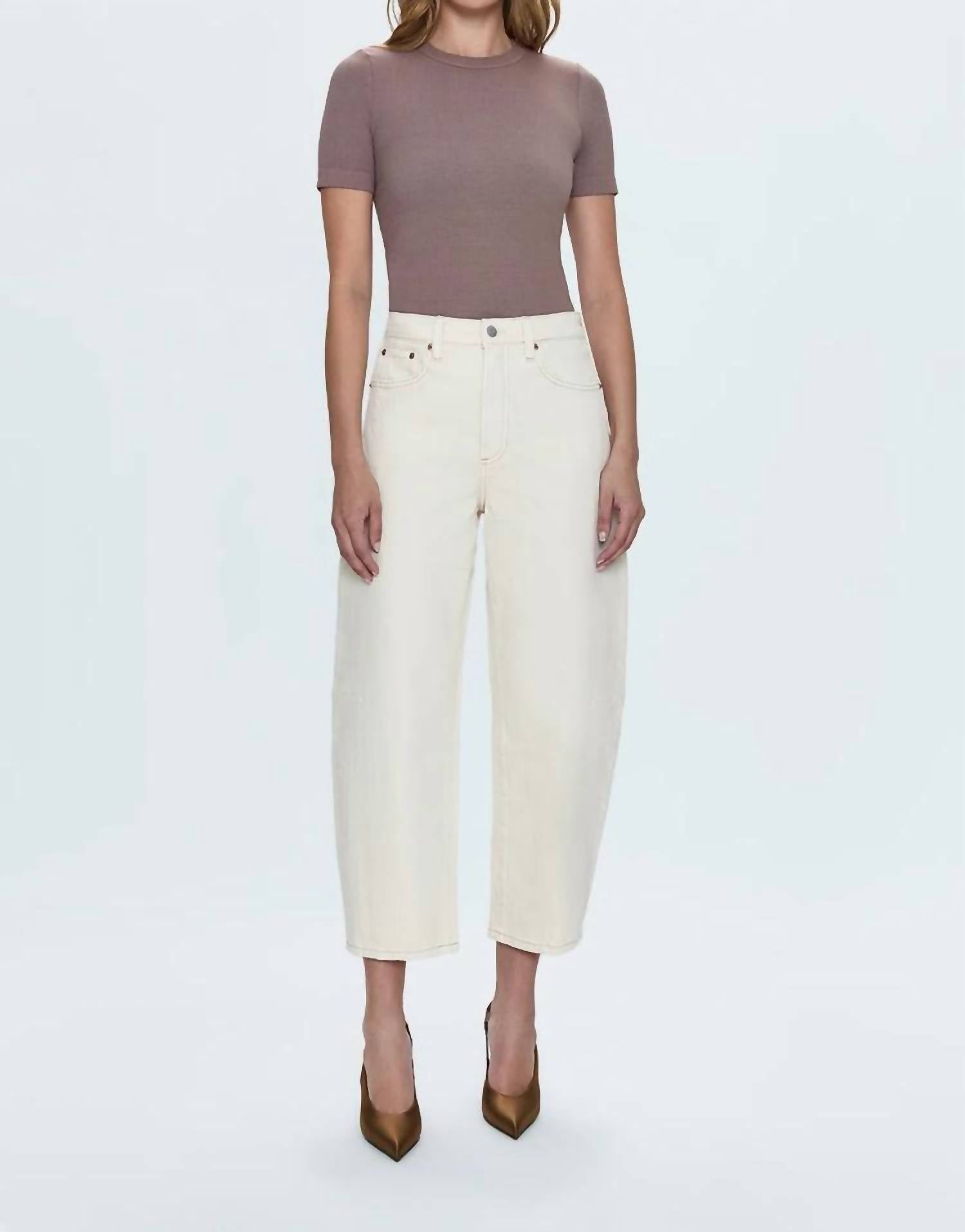 PISTOLA Eli High Rise Arched Leg Pants in ecru - women's pants