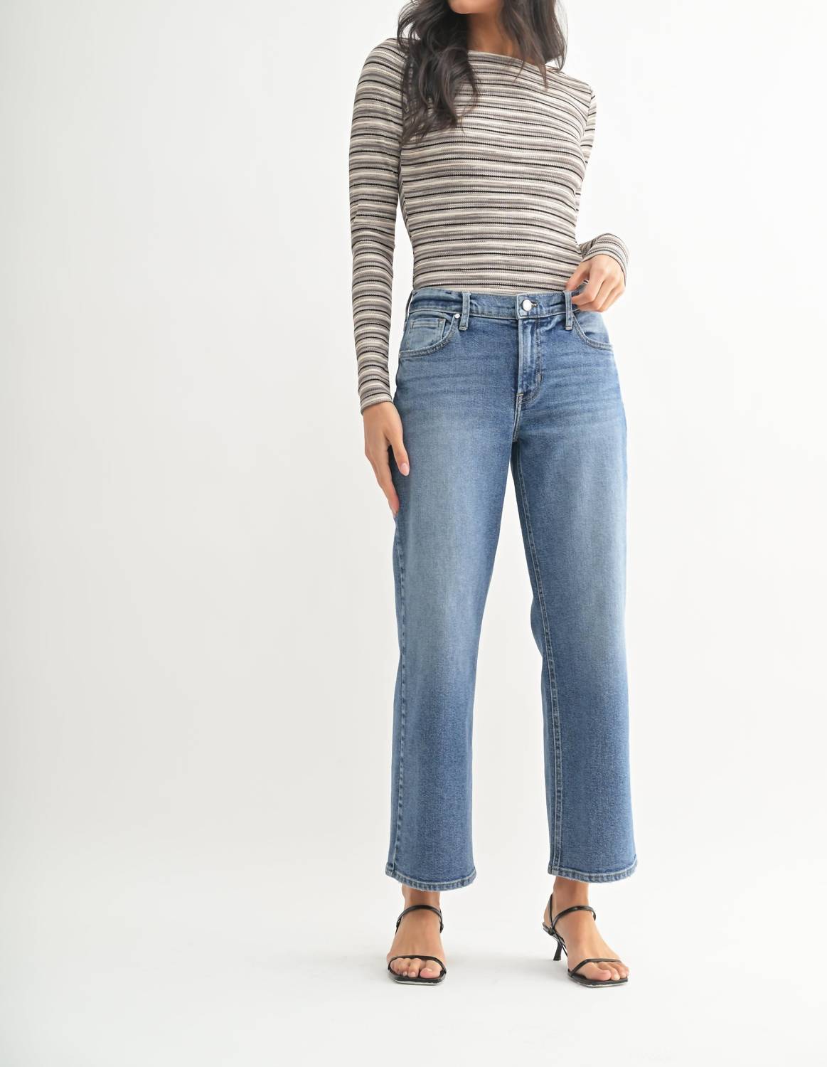 Just Black Denim - Mid Rise Stretch Boyfriend Jeans