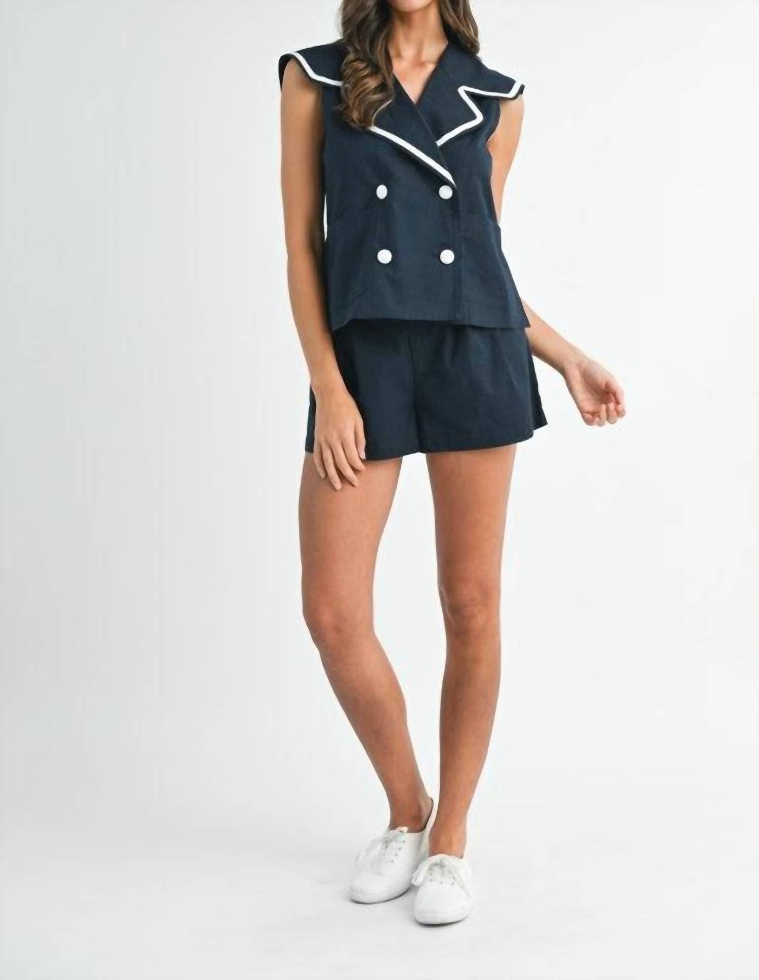 MABLE Marina Top And Shorts Set in blue - women's sleepwear