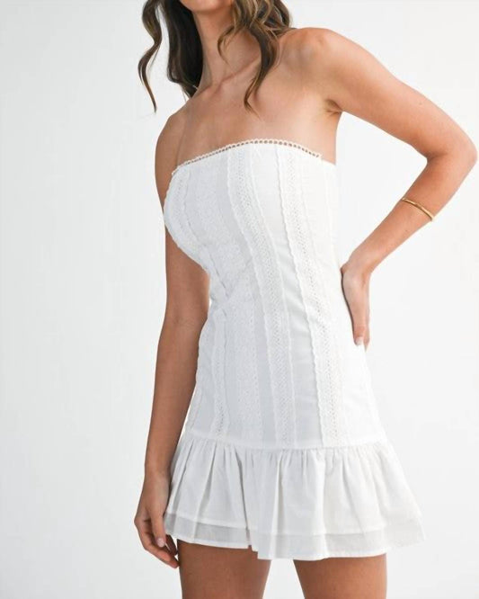 Mable - Strapless Lace Trim Dress