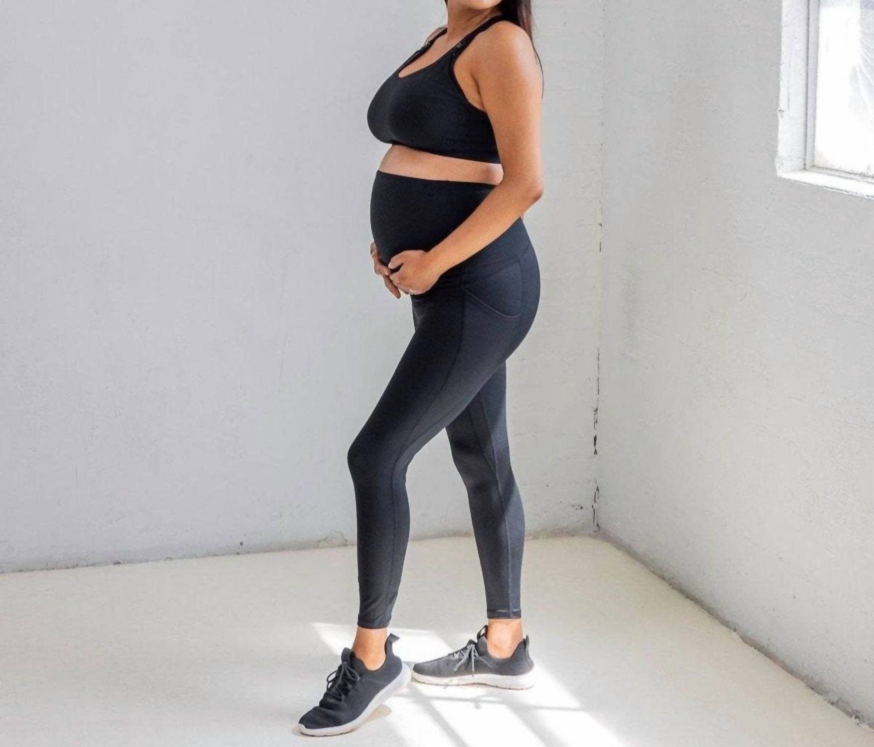 Senita Athletics Lux Maternity Leggings in black - women's pants - detail view