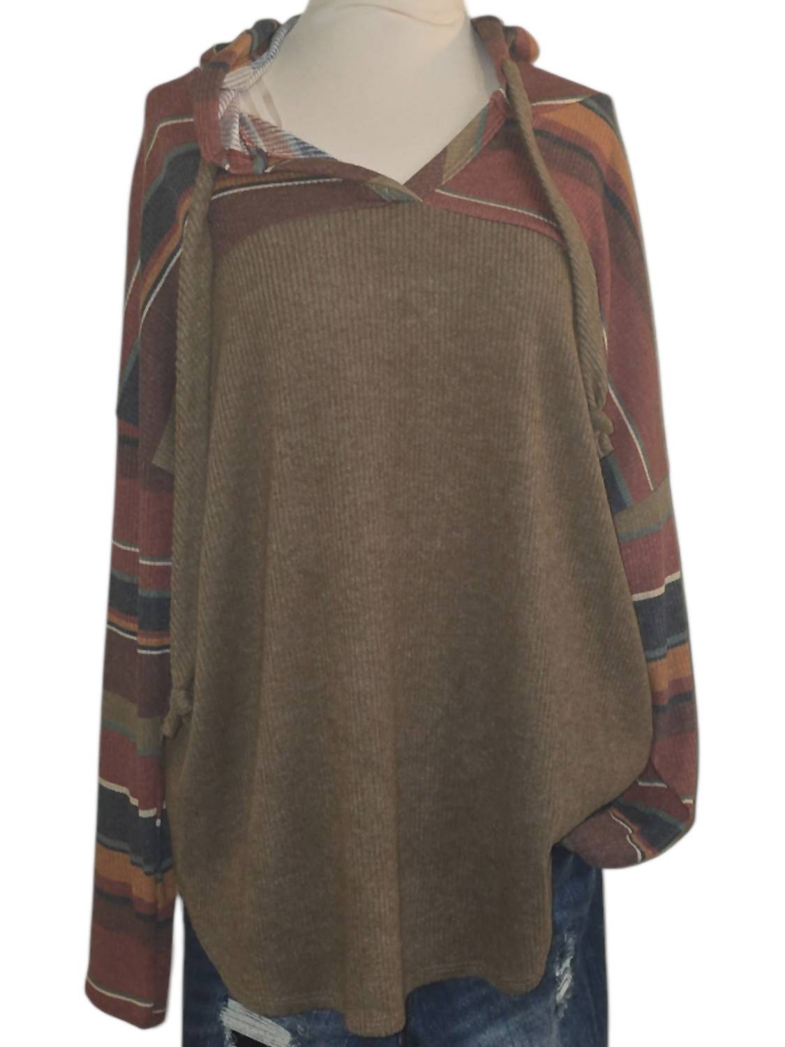 Honeyme - Women's Pullover Striped Hoodie